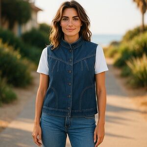 vintage 90’ levis tops jacket usa vest women’s sleeveless navy size L